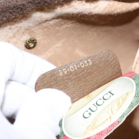 GUCCI GG Supreme Web Sherry Line Clutch Bag PVC Beige Gold 89 01 033 Auth BA5113 - Picture 14 of 15